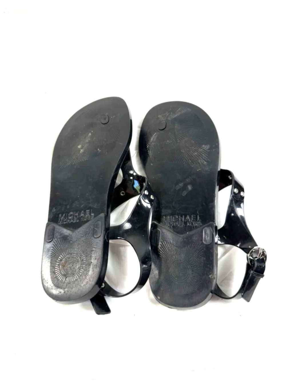MICHAEL KORS MK PLATE ICONIC JELLY PVC LOGO THONG SANDALS SIZE 8